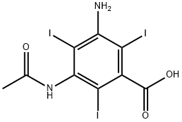 3-(アセチルアミノ)-5-アミノ-2,4,6-トリヨード安息香酸 化学構造式