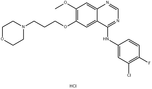4-(3-Chloro-4-fluorophenylamino)-7-methoxy-6-[3-(4-morpholinyl)propoxy]quinazoline dihydrochloride Struktur