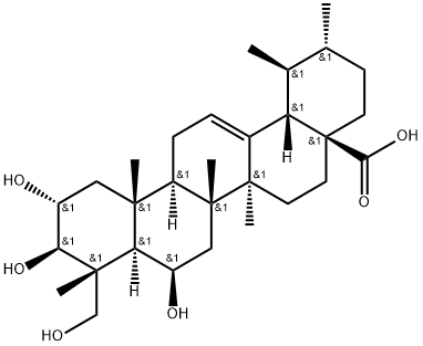 2α,3β,6β,23-テトラヒドロキシウルサ-12-エン-28-酸 化学構造式