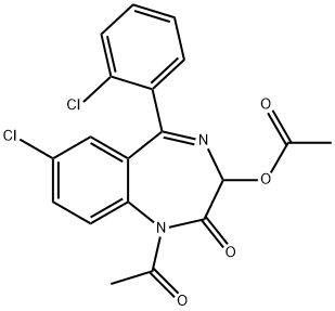 1-Acetyl-3-(acetyloxy)-7-chloro-5-(2-chlorophenyl)-1,3-dihydro-2H-1,4-benzodiazepin-2-one Structure