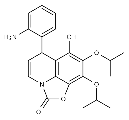 2H,6H-Oxazolo[5,4,3-ij]quinolin-2-one,  6-(2-aminophenyl)-7-hydroxy-8,9-bis(1-methylethoxy)- Structure