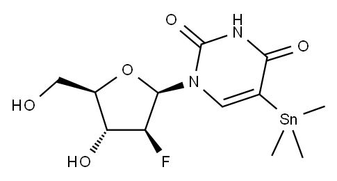 2,4(1H,3H)-PYRIMIDINEDIONE, 1(2-DEOXY-2-FLUORO-BETA-D-ARABINOFURANOSYL)-5-(TRIMETHYLSTANNYL)- Structure