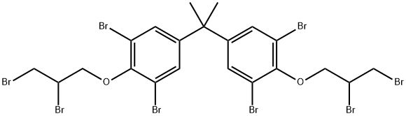 2,2-ビス[3,5-ジブロモ-4-(2,3-ジブロモプロポキシ)フェニル]プロパン 化学構造式