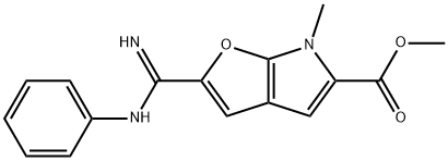 6H-Furo[2,3-b]pyrrole-5-carboxylic  acid,  2-[imino(phenylamino)methyl]-6-methyl-,  methyl  ester Structure
