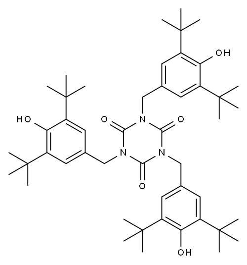 1,3,5-トリス[[3,5-ビス(1,1-ジメチルエチル)-4-ヒドロキシフェニル]メチル]-1,3,5-トリアジン-2,4,6(1H,3H,5H)-トリオン 化学構造式