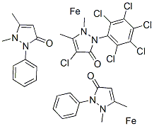 六氯三(1,2-二氢-1,5-二甲基-2-苯基-3H-吡唑-3-酮)二铁, 301-06-4, 结构式
