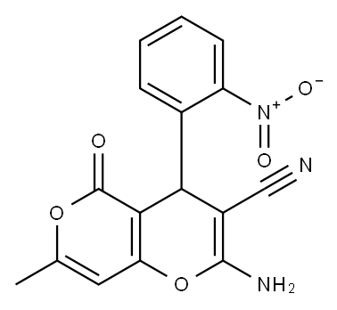 4H,5H-PYRANO[4,3-B]PYRAN-3-CARBONITRILE, 2-AMINO-7-METHYL-4-(2-NITROPHENYL)-5-OXO-|