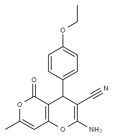 4H,5H-PYRANO[4,3-B]PYRAN-3-CARBONITRILE, 2-AMINO-4-(4-ETHOXYPHENYL)-7-METHYL-5-OXO-|2-氨基-4-(4-乙氧基苯基)-7-甲基-5-氧代-4H,5H-吡喃并[4,3-B]吡喃-3-甲腈