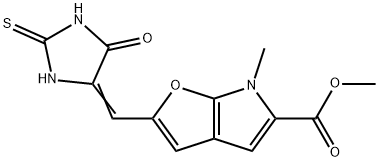 6H-Furo[2,3-b]pyrrole-5-carboxylic  acid,  6-methyl-2-[(5-oxo-2-thioxo-4-imidazolidinylidene)methyl]-,  methyl  ester|