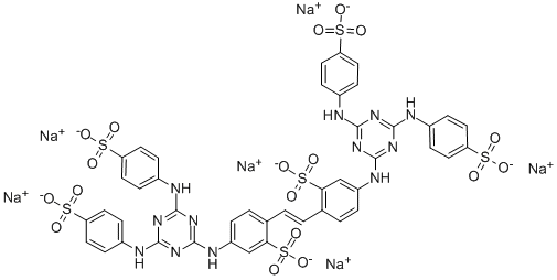 hexasodium 4,4'-bis[[2,6-bis(p-sulphonatoanilino)-1,3,5-triazin-2-yl]amino]stilbene-2,2'-disulphonate Structure