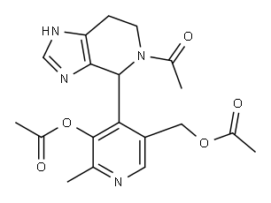 1H-Imidazo[4,5-c]pyridine,  5-acetyl-4-[3-(acetyloxy)-5-[(acetyloxy)methyl]-2-methyl-4-pyridinyl]-4,5,6,7-tetrahydro-  (9CI) Structure