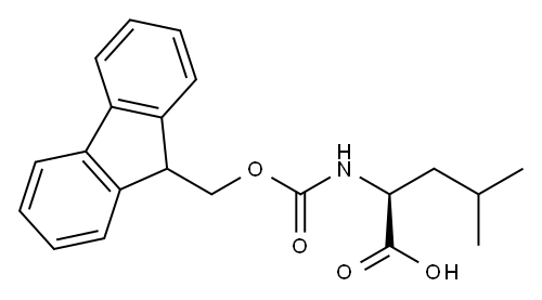 N-[(9H-フルオレン-9-イルメトキシ)カルボニル]-L-ロイシン 化学構造式