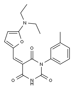 2,4,6(1H,3H,5H)-Pyrimidinetrione,  5-[[5-(diethylamino)-2-furanyl]methylene]-1-(3-methylphenyl)- Structure