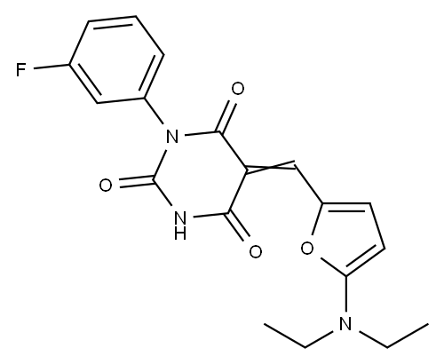 2,4,6(1H,3H,5H)-Pyrimidinetrione,  5-[[5-(diethylamino)-2-furanyl]methylene]-1-(3-fluorophenyl)- Structure