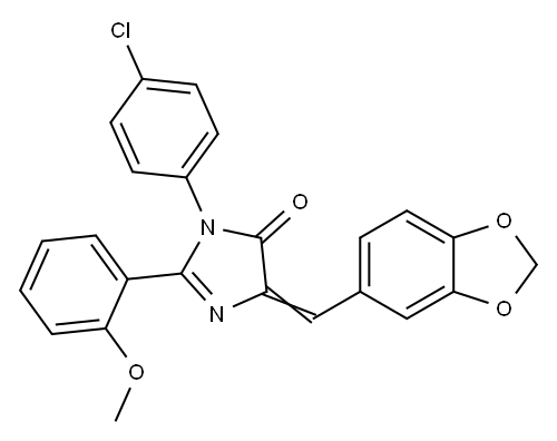 4H-Imidazol-4-one,  5-(1,3-benzodioxol-5-ylmethylene)-3-(4-chlorophenyl)-3,5-dihydro-2-(2-methoxyphenyl)- Structure