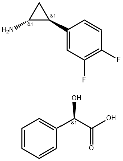 (2R)-ヒドロキシ(フェニル)エタン酸(1R,2S)-2-(3,4-ジフルオロフェニル)シクロプロパンアミン 化学構造式