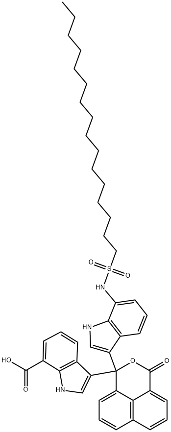 3-[1-[7-[(hexadecylsulphonyl)amino]-1H-indol-3-yl]-3-oxo-1H,3H-naphtho[1,8-cd]pyran-1-yl]-1H-indole-7-carboxylic acid|
