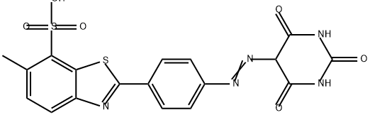 2-[4-[(hexahydro-2,4,6-trioxopyrimidin-5-yl)azo]phenyl]-6-methylbenzothiazole-7-sulphonic acid Structure
