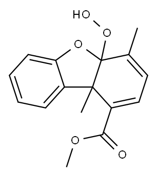 4a,9b-Dihydro-4a-hydroperoxy-4,9b-dimethyl-1-dibenzofurancarboxylic acid methyl ester Structure
