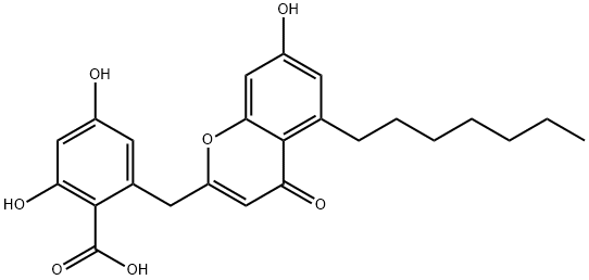 2-[(5-Heptyl-7-hydroxy-4-oxo-4H-1-benzopyran-2-yl)methyl]-4,6-dihydroxybenzoic acid|