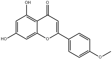 2-(4-メトキシフェニル)-5,7-ジヒドロキシ-4H-1-ベンゾピラン-4-オン 化学構造式