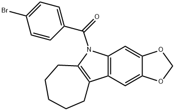 5,6,7,8,9,10-Hexahydro-5-(p-bromobenzoyl)cyclohepta[b]-1,3-dioxolo[4,5-f]indole Structure