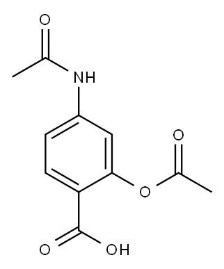 4-acetamido-2-acetyloxy-benzoic acid Struktur