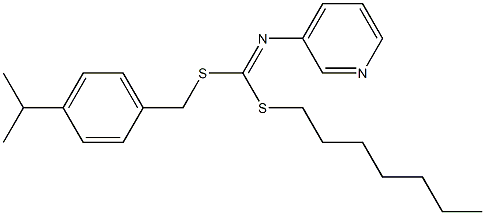 Heptyl (4-(1-methylethyl)phenyl)methyl-3-pyridinylcarbonimidodithioate|