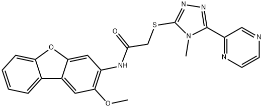 Acetamide, N-(2-methoxy-3-dibenzofuranyl)-2-[(4-methyl-5-pyrazinyl-4H-1,2,4-triazol-3-yl)thio]- (9CI)|