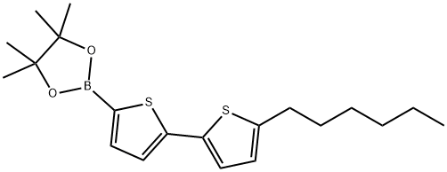 2-(5'-ヘキシル-[2,2'-ビチオフェン]-5-イル)-4,4,5,5-テトラメチル-1,3,2-ジオキサボロラン 化学構造式