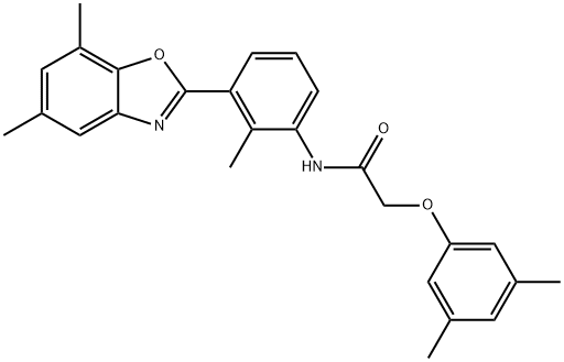 Acetamide, N-[3-(5,7-dimethyl-2-benzoxazolyl)-2-methylphenyl]-2-(3,5-dimethylphenoxy)- (9CI) Structure