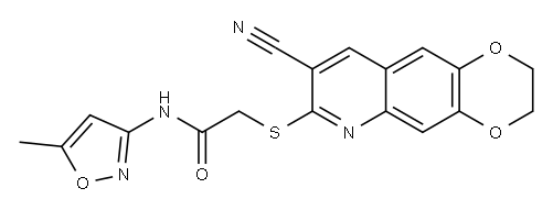 Acetamide, 2-[(8-cyano-2,3-dihydro-1,4-dioxino[2,3-g]quinolin-7-yl)thio]-N-(5-methyl-3-isoxazolyl)- (9CI)|