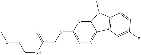 Acetamide, 2-[(8-fluoro-5-methyl-5H-1,2,4-triazino[5,6-b]indol-3-yl)thio]-N-(2-methoxyethyl)- (9CI)|