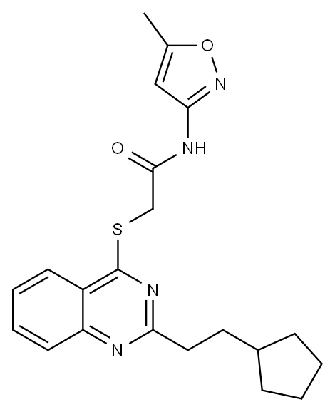 Acetamide, 2-[[2-(2-cyclopentylethyl)-4-quinazolinyl]thio]-N-(5-methyl-3-isoxazolyl)- (9CI) Structure