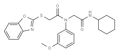 Acetamide, 2-(2-benzoxazolylthio)-N-[2-(cyclohexylamino)-2-oxoethyl]-N-(3-methoxyphenyl)- (9CI) Structure