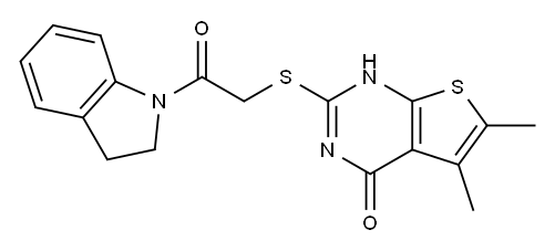 1H-Indole, 1-[[(1,4-dihydro-5,6-dimethyl-4-oxothieno[2,3-d]pyrimidin-2-yl)thio]acetyl]-2,3-dihydro- (9CI)|