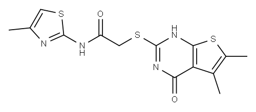 Acetamide, 2-[(1,4-dihydro-5,6-dimethyl-4-oxothieno[2,3-d]pyrimidin-2-yl)thio]-N-(4-methyl-2-thiazolyl)- (9CI) Structure
