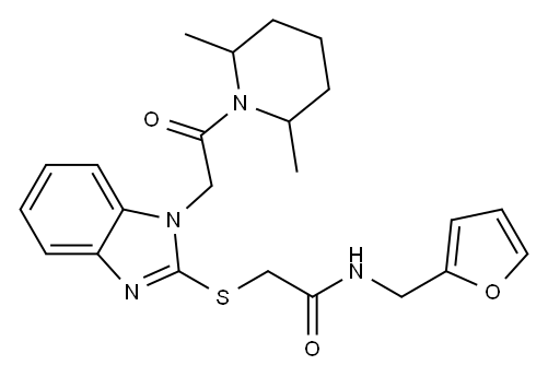 Acetamide, 2-[[1-[2-(2,6-dimethyl-1-piperidinyl)-2-oxoethyl]-1H-benzimidazol-2-yl]thio]-N-(2-furanylmethyl)- (9CI) Structure