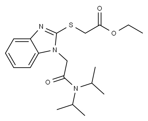 Acetic acid, [[1-[2-[bis(1-methylethyl)amino]-2-oxoethyl]-1H-benzimidazol-2-yl]thio]-, ethyl ester (9CI) Structure