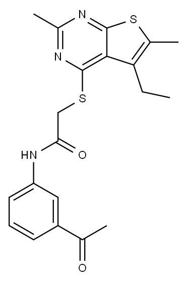 Acetamide, N-(3-acetylphenyl)-2-[(5-ethyl-2,6-dimethylthieno[2,3-d]pyrimidin-4-yl)thio]- (9CI) Structure