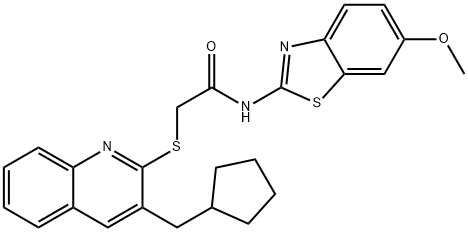 Acetamide, 2-[[3-(cyclopentylmethyl)-2-quinolinyl]thio]-N-(6-methoxy-2-benzothiazolyl)- (9CI) Structure