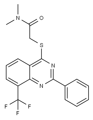Acetamide, N,N-dimethyl-2-[[2-phenyl-8-(trifluoromethyl)-4-quinazolinyl]thio]- (9CI) Structure