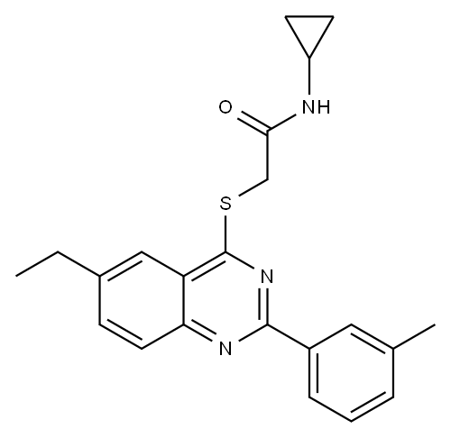 Acetamide, N-cyclopropyl-2-[[6-ethyl-2-(3-methylphenyl)-4-quinazolinyl]thio]- (9CI) Structure
