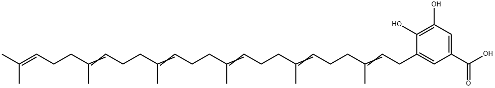 3-(3,7,11,15,19,23-hexamethyltetracosa-2,6,10,14,18,22-hexaenyl)-4,5-dihydroxy-benzoic acid Structure