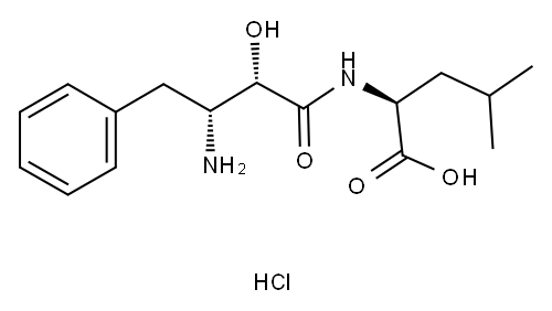 N-[(2S,3R)-3-アミノ-2-ヒドロキシ-4-フェニルブチリル]-L-ロイシン塩酸塩 化学構造式