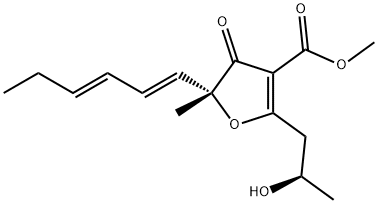 (+)-2-(1,3-Hexadienyl)-4-(3-hydroxy-1-oxobutyl)-5-methoxy-2-methylfuran-3(2H)-one Structure