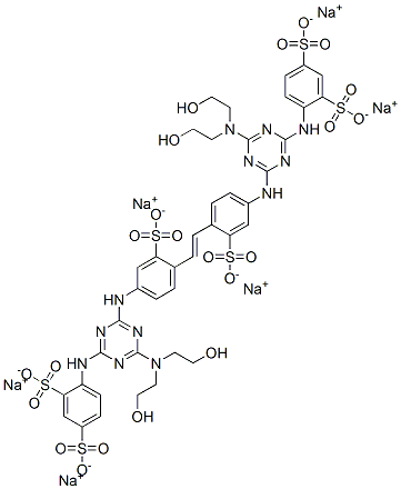 hexasodium 4,4'-[vinylenebis[(3-sulphonato-4,1-phenylene)imino[6-[bis(2-hydroxyethyl)amino]-1,3,5-triazine-4,2-diyl]imino]]bis(benzene-1,3-disulphonate) Structure