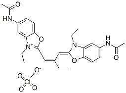 5-(acetamido)-2-[2-[[5-(acetamido)-3-ethyl-3H-benzoxazol-2-ylidene]methyl]but-1-enyl]-3-ethylbenzoxazolium perchlorate|