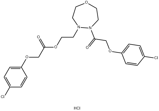 Acetic acid, (4-chlorophenoxy)-, 2-(5-((4-chlorophenoxy)acetyl)tetrahy dro-1,4,5-oxadiazepin-4(5H)-yl)ethyl ester, monohydrochloride Structure
