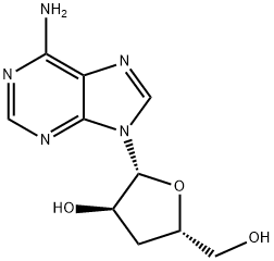 9-(3-デオキシ-β-D-erythro-ペントフラノシル)-9H-プリン-6-アミン 化学構造式